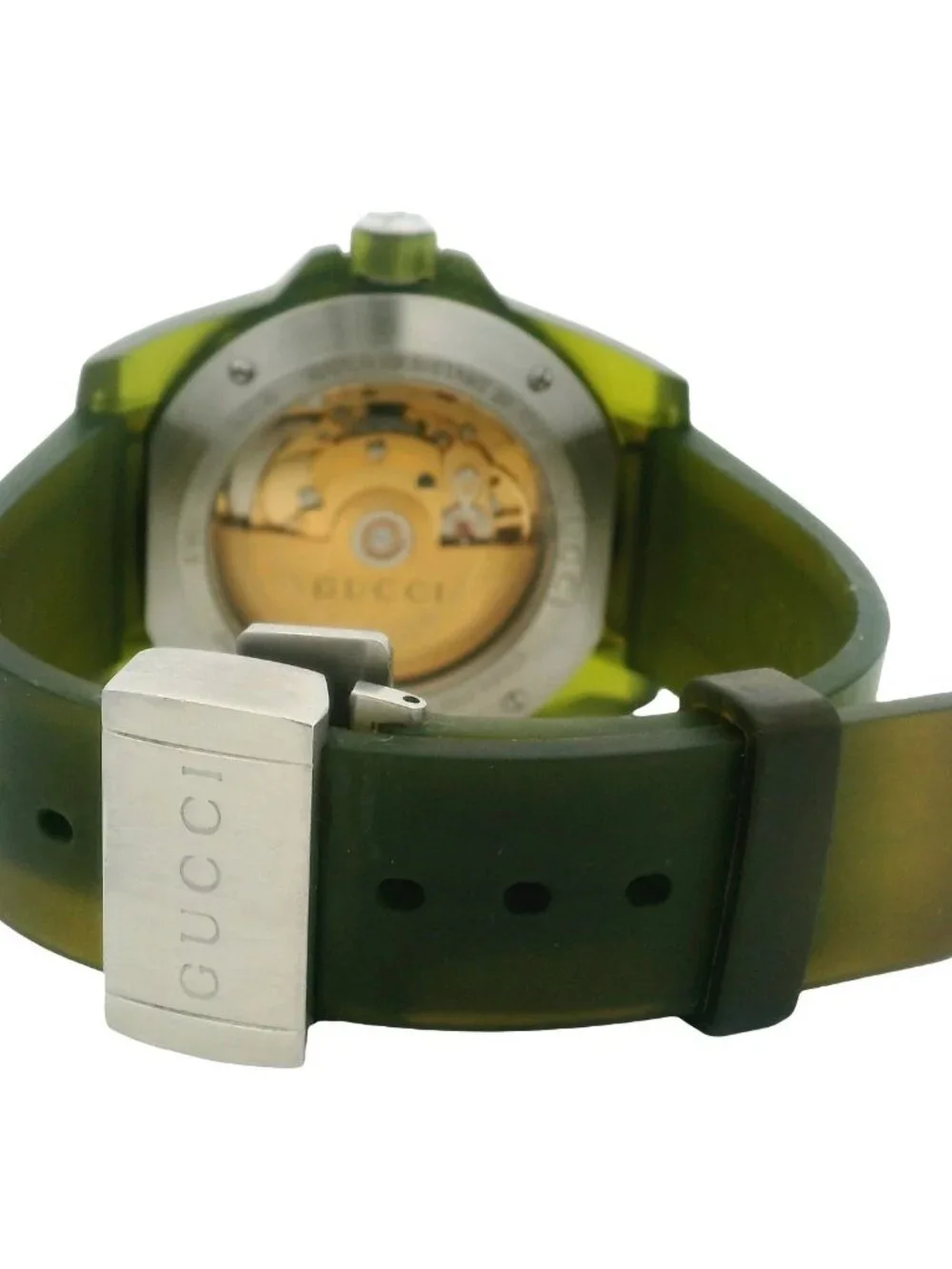 Gucci Dive YA136345 41mm Green Dial Skeleton Rubber Luxury Automatic Watch
